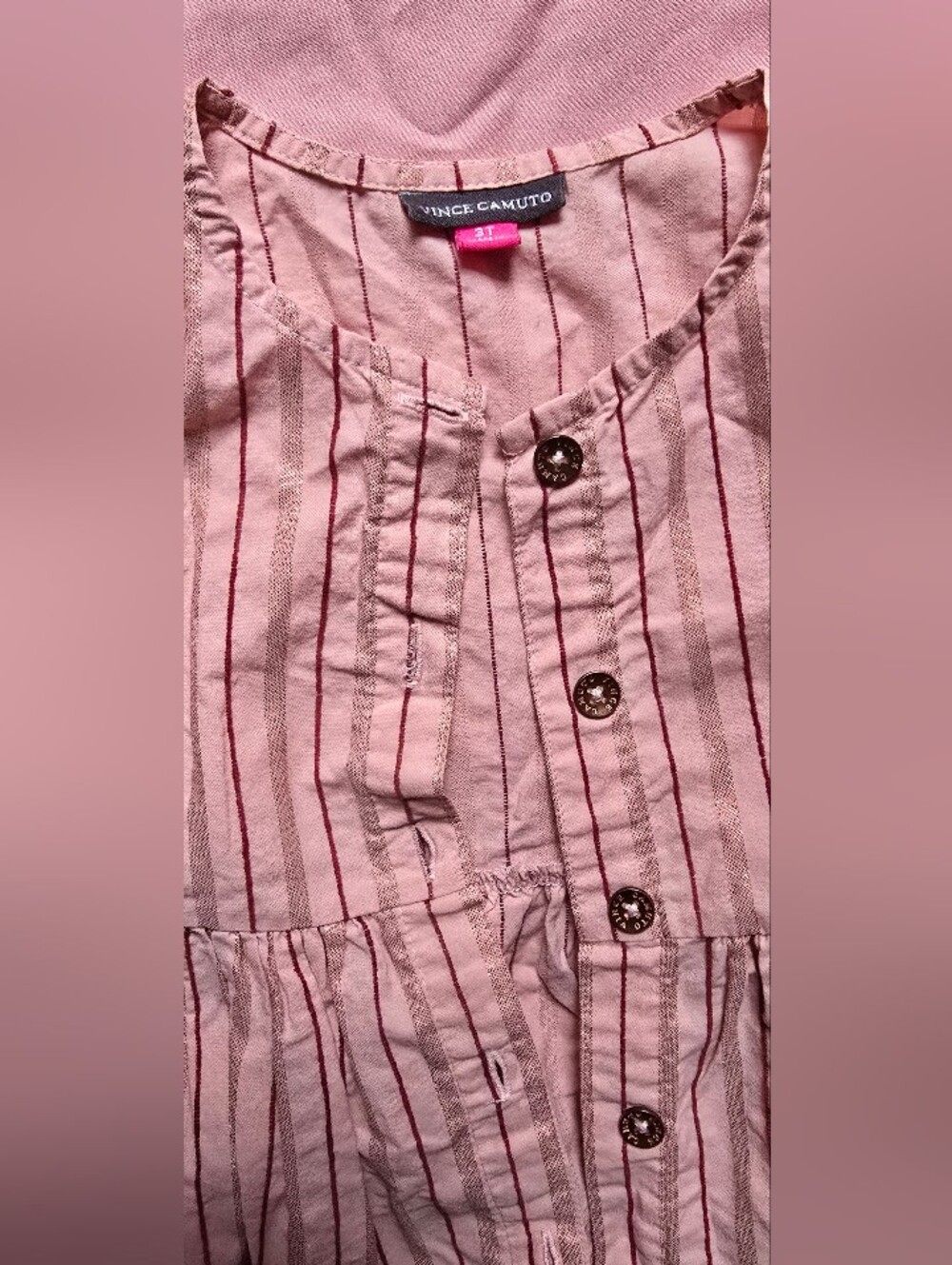 Vince Camuto Girls Pink Striped Casual Dress